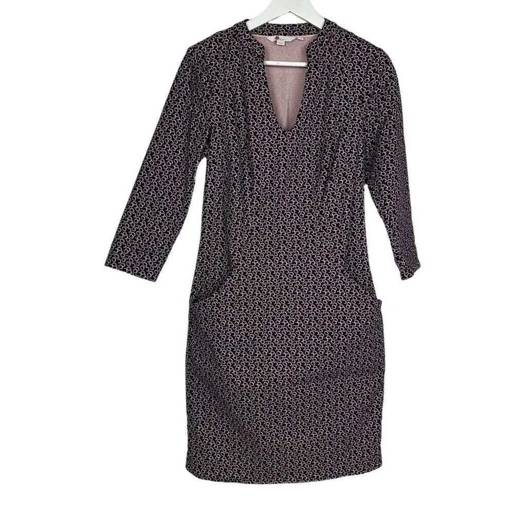 Boden Fig Sweet Petal Elizabeth Pocket V-Neck Dress size 6L